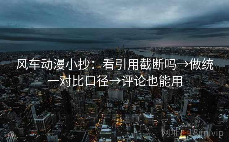 风车动漫小抄：看引用截断吗→做统一对比口径→评论也能用